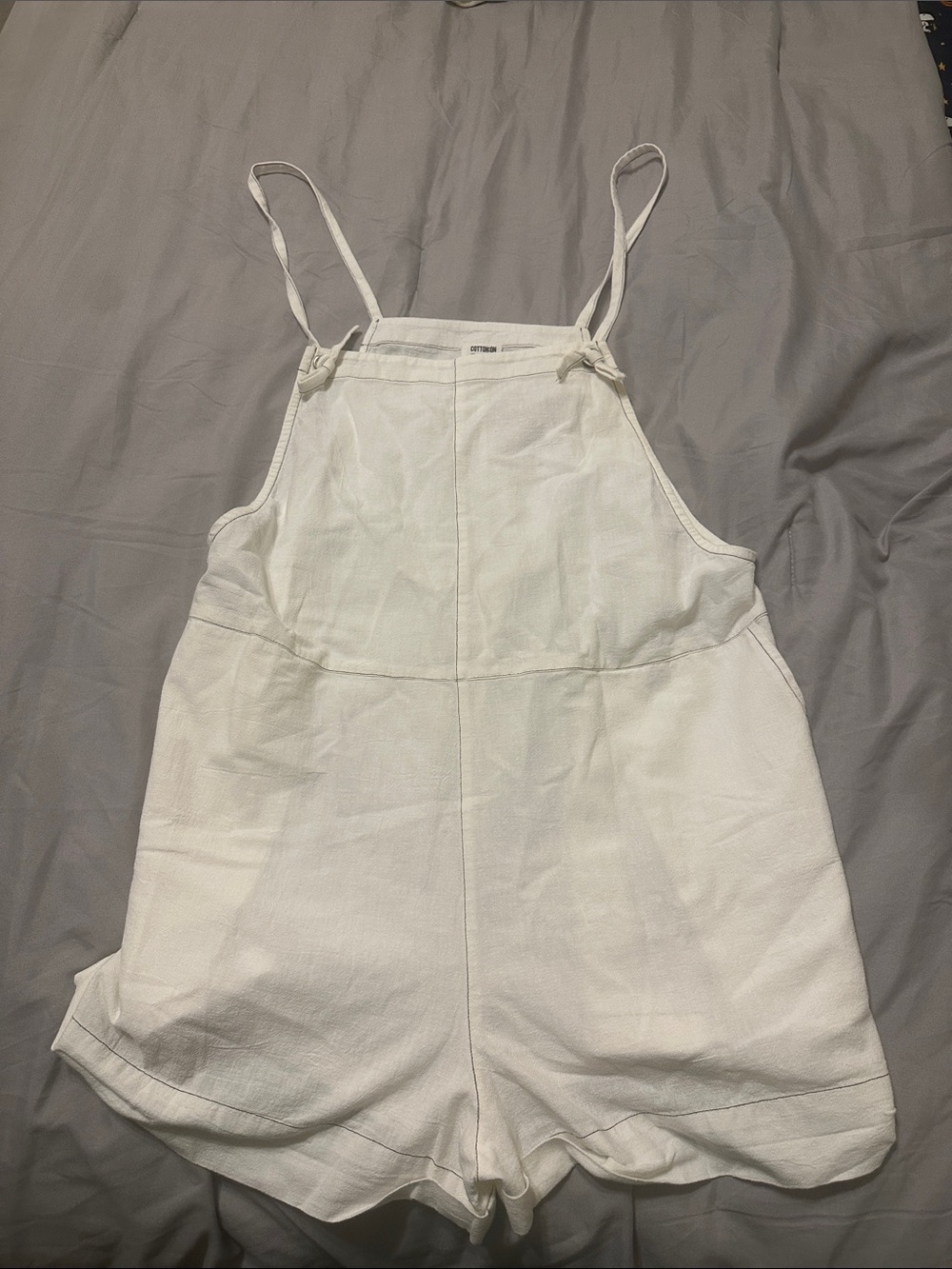 Cotton On White Kids' One-Piece Romper with Tie Straps